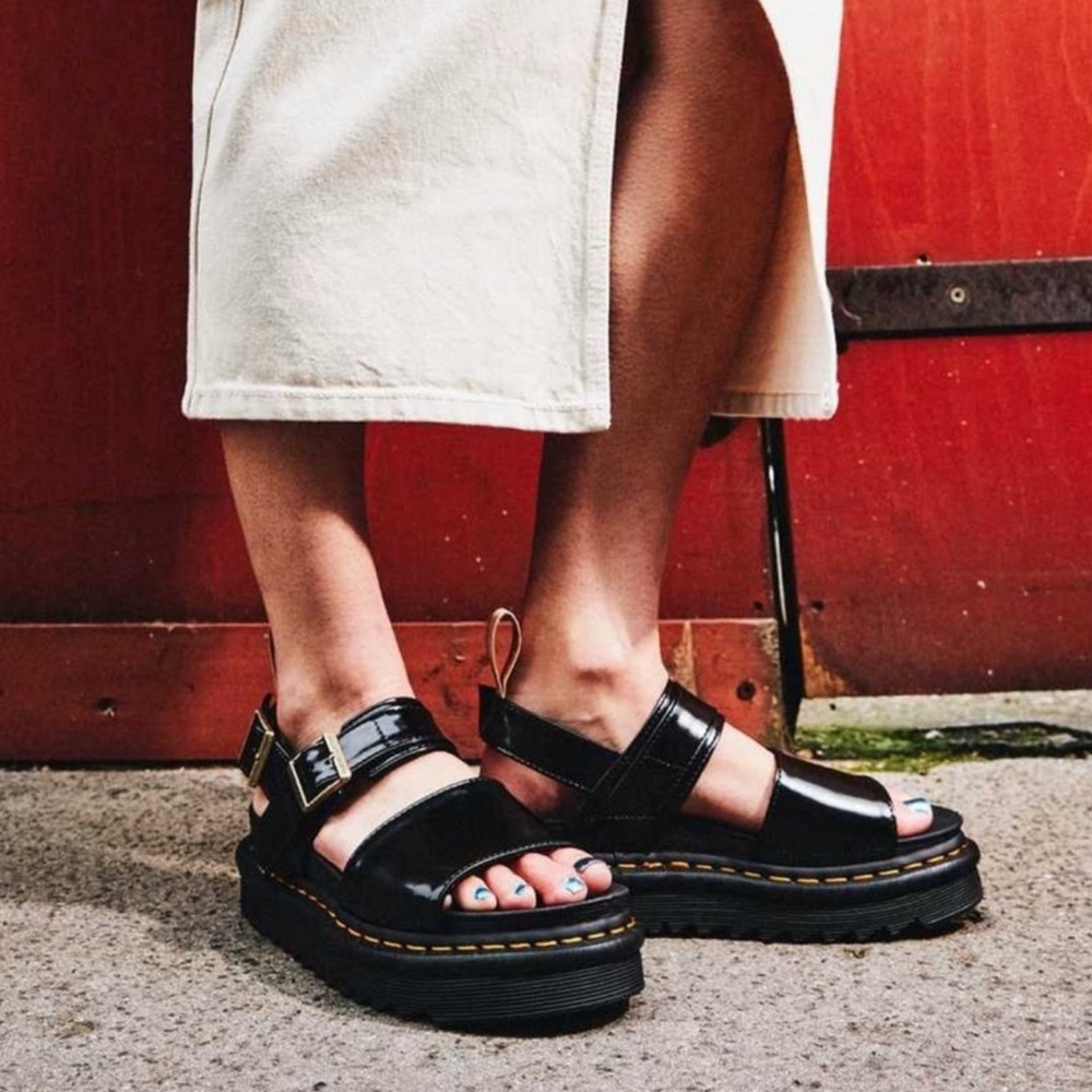 Dr. Martens VOSS Patent Leather Strap Sandals in Black Lampe - Picture 5 of 16